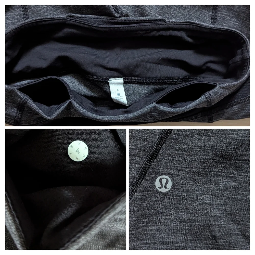 NEW Lululemon Inspire Tight II heathered black zipper pocket mesh leggings